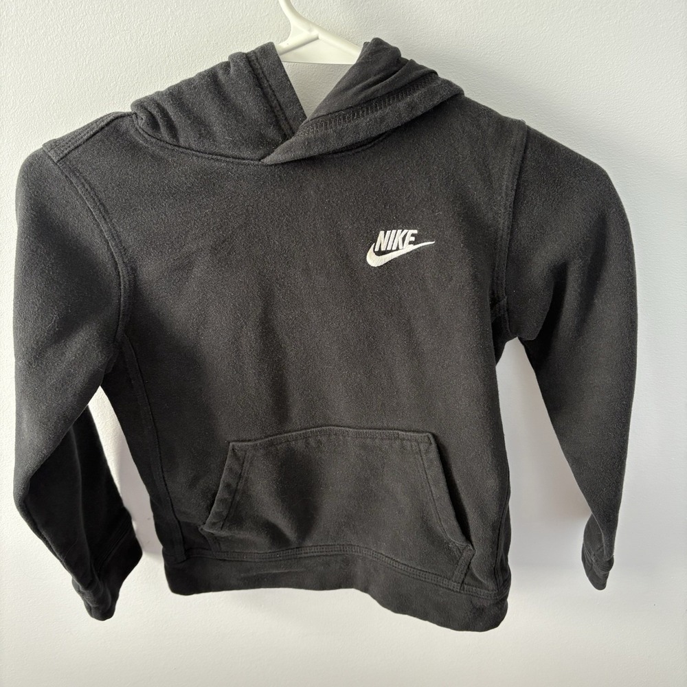 Nike Boys Fleece Pullover Hoodie Hooded Sweatshirt Black Sz 7 86F322-023